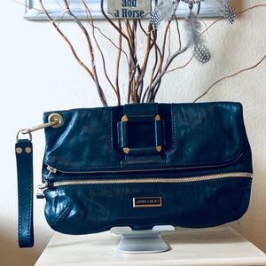 Jimmy Choo Calfskin Leather Marin foldover Clutch